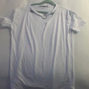 white t shirt with v-neck cut